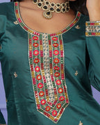 Straight-Cut Thread Work Kurti Set