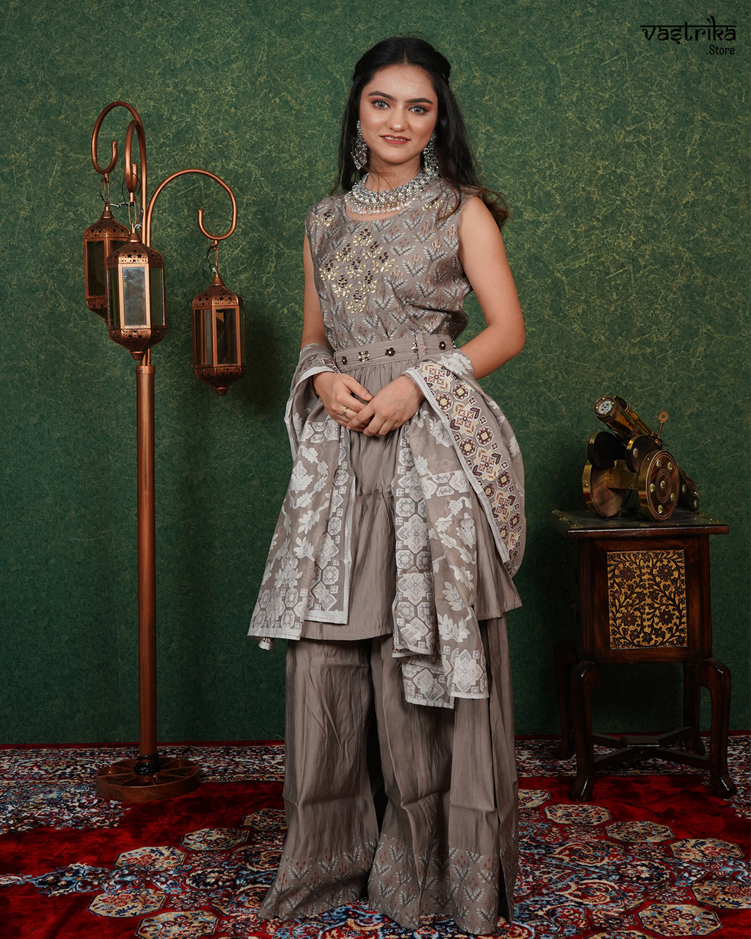 Printed Frock-Style Sharara Set