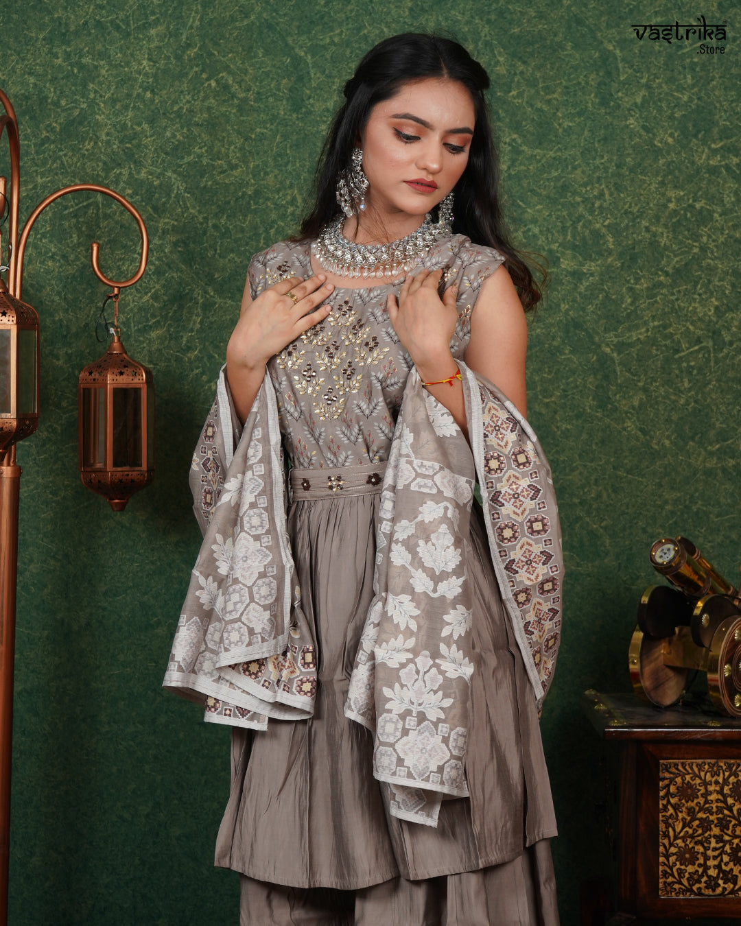 Printed Frock-Style Sharara Set