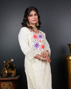 Embroidered Mirror Work Kurti Set