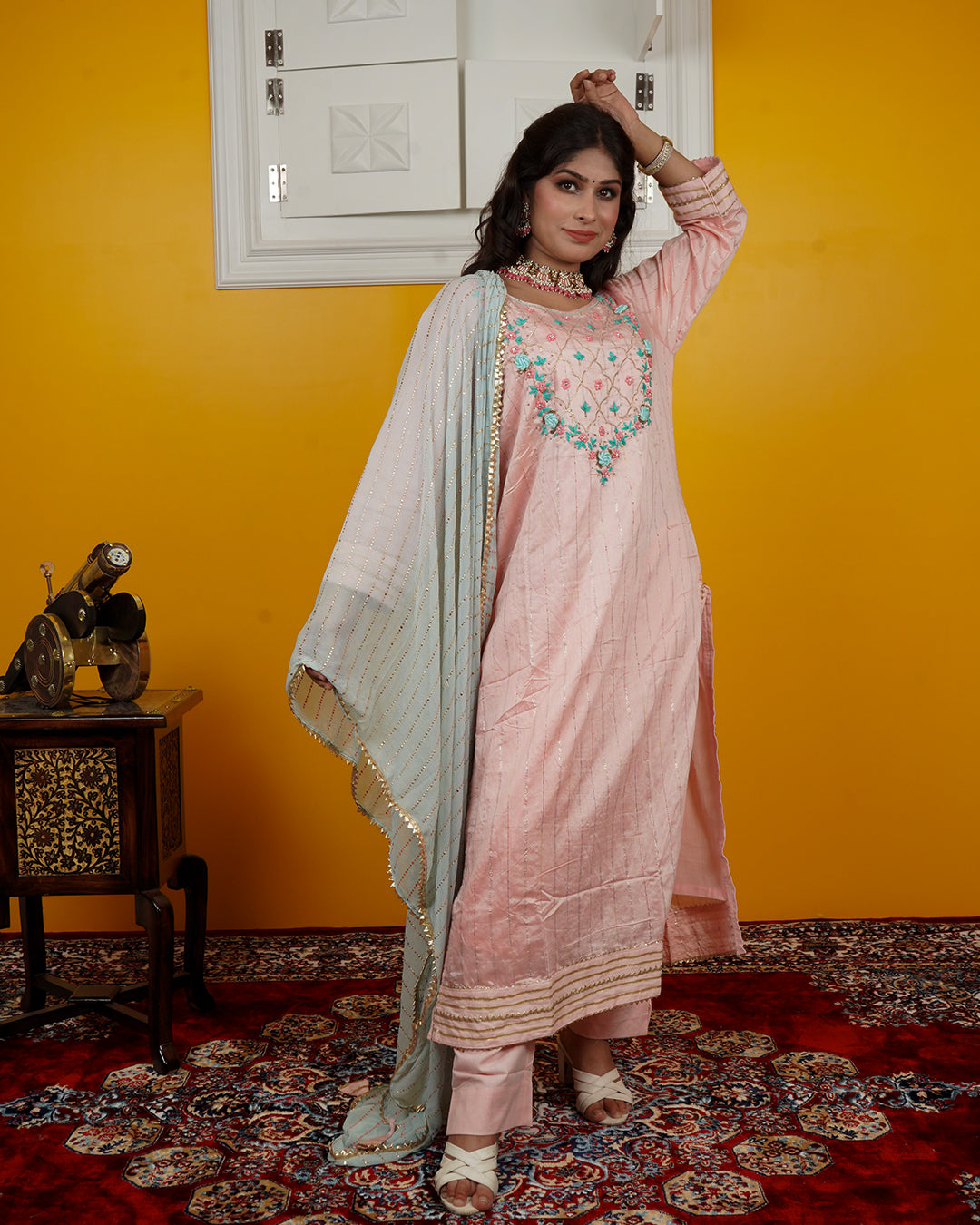 Chandri Silk Kurti Set