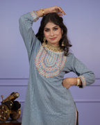 Thread & Chikankari Kurti Set