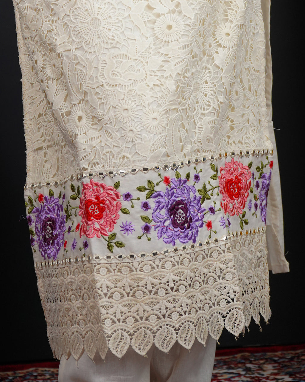 Embroidered Mirror Work Kurti Set