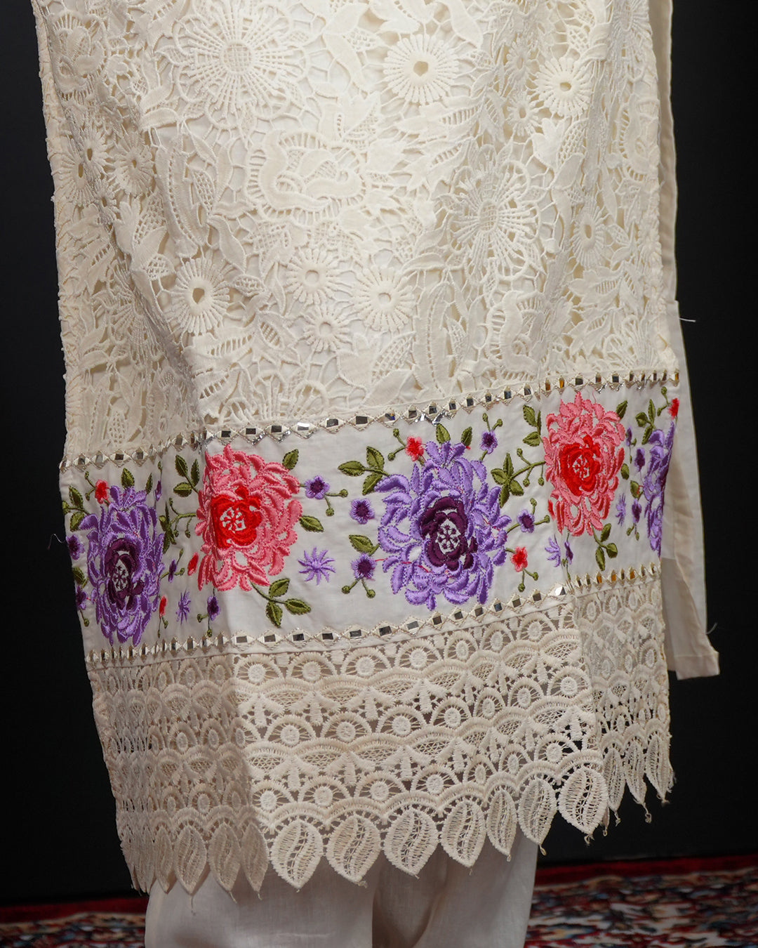 Embroidered Mirror Work Kurti Set