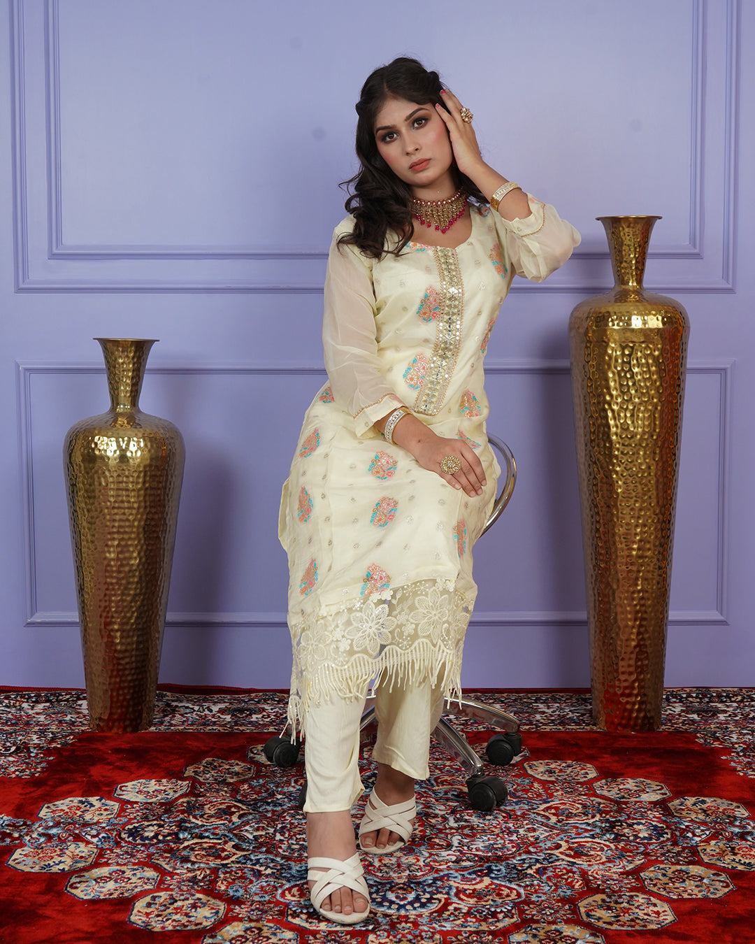 Banarasi Boota Straight Kurti Set