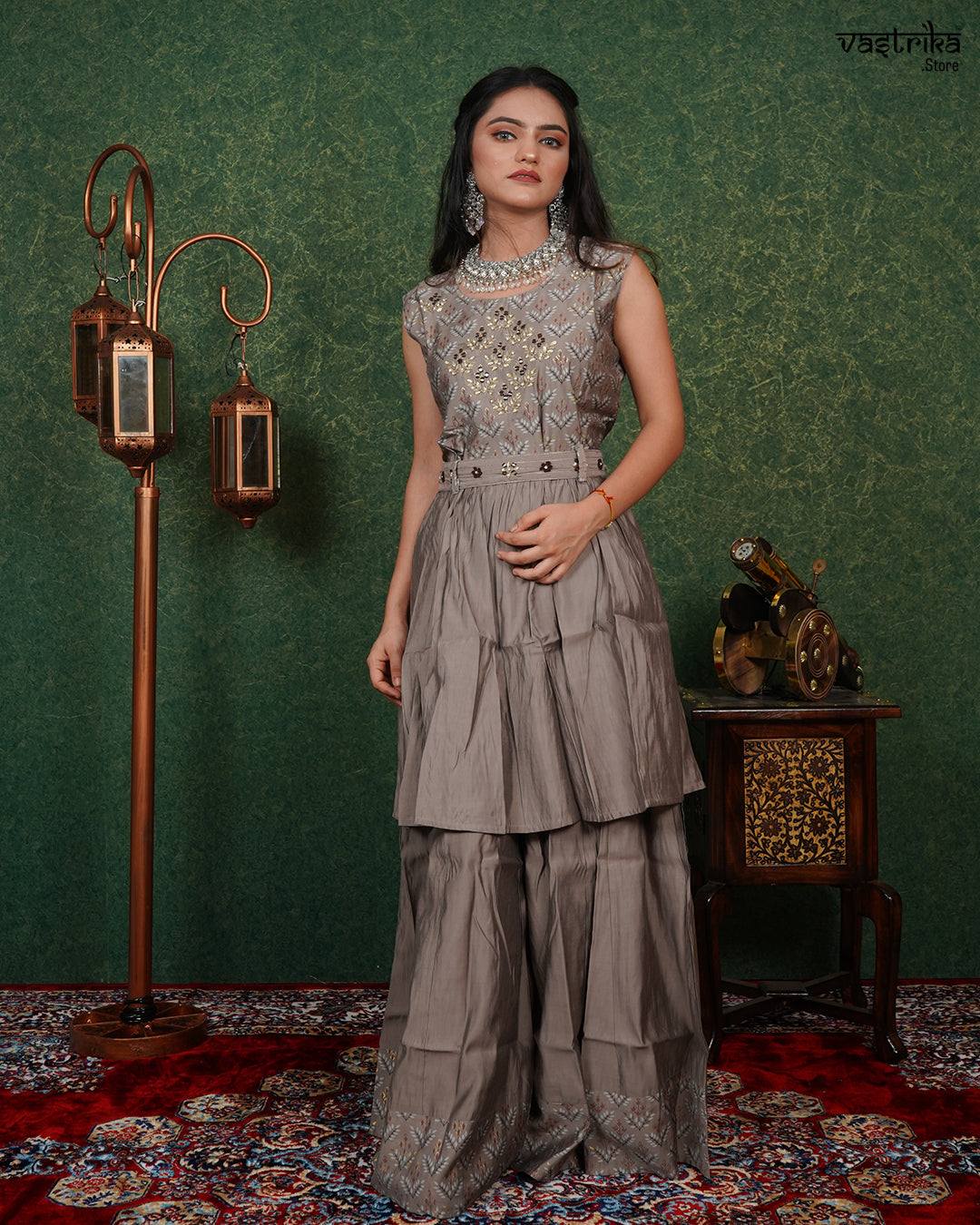 Printed Frock-Style Sharara Set