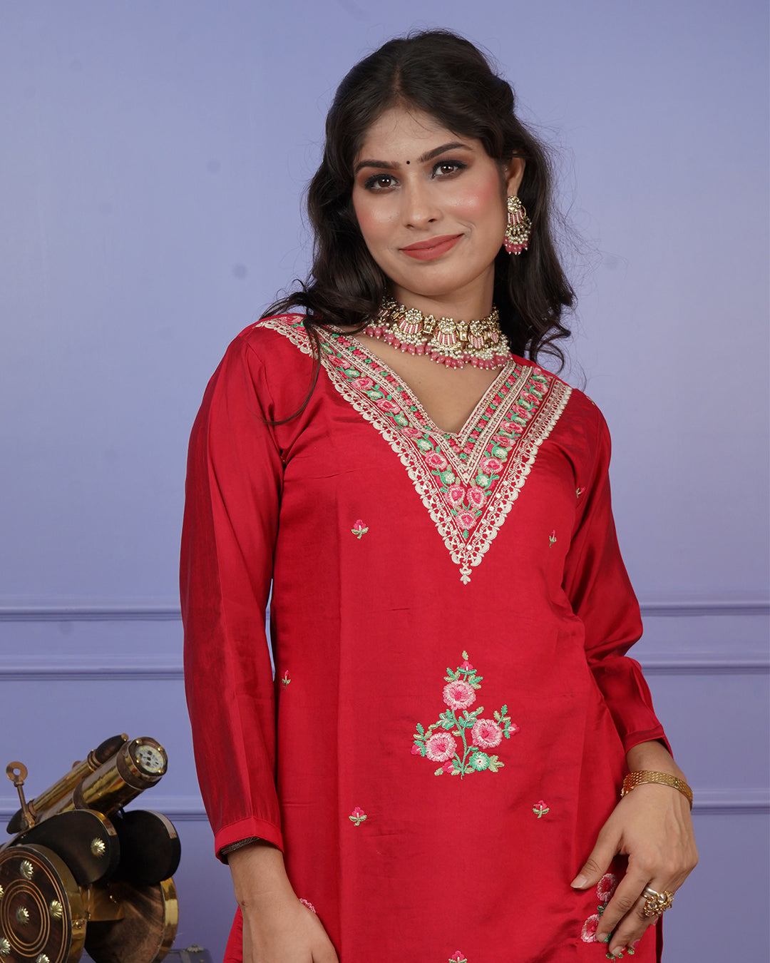 Fully Embroidered Thread Work Kurti Set