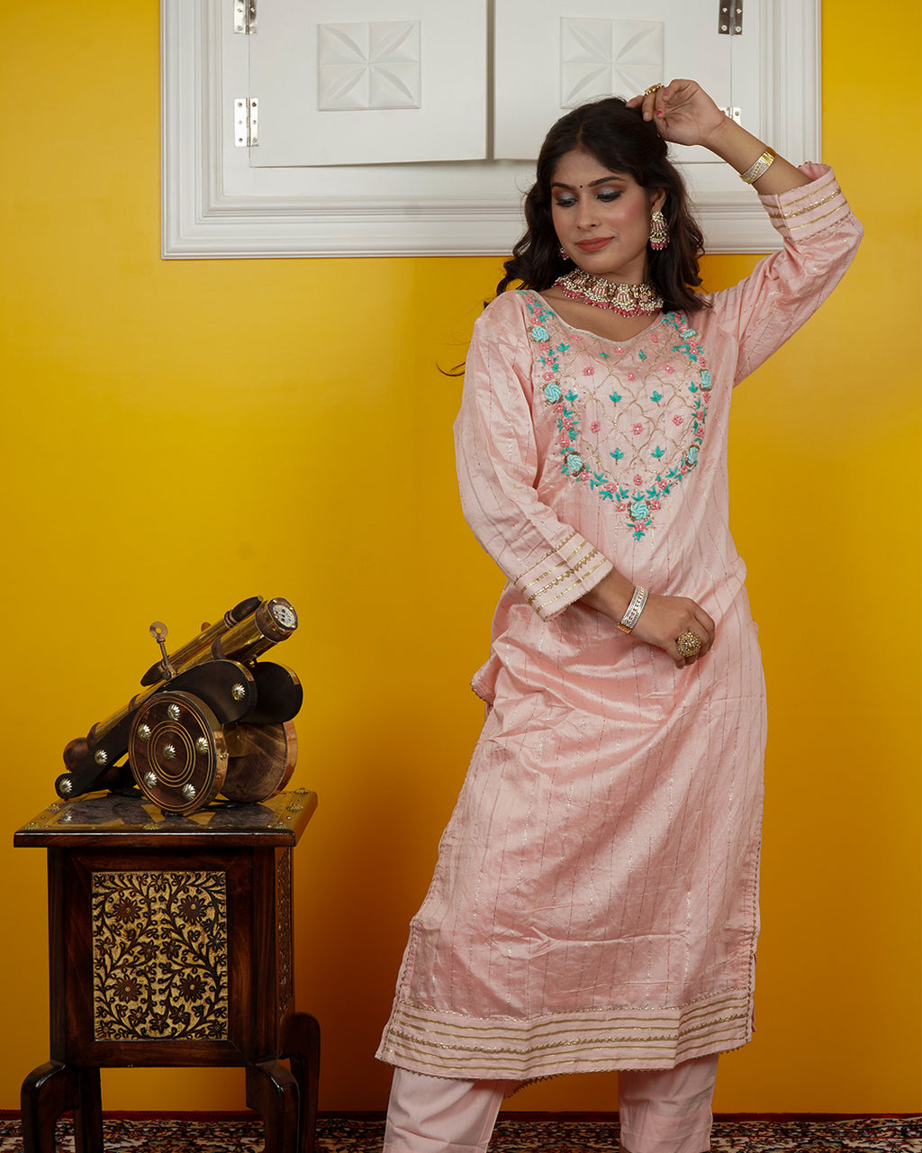 Chandri Silk Kurti Set