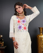Embroidered Mirror Work Kurti Set