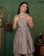 Printed Frock-Style Sharara Set