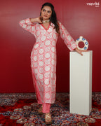 Printed Kurti Set with Lace Detailing