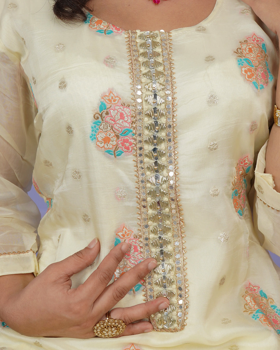 Banarasi Boota Straight Kurti Set