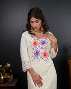 Embroidered Mirror Work Kurti Set