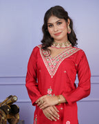 Fully Embroidered Thread Work Kurti Set