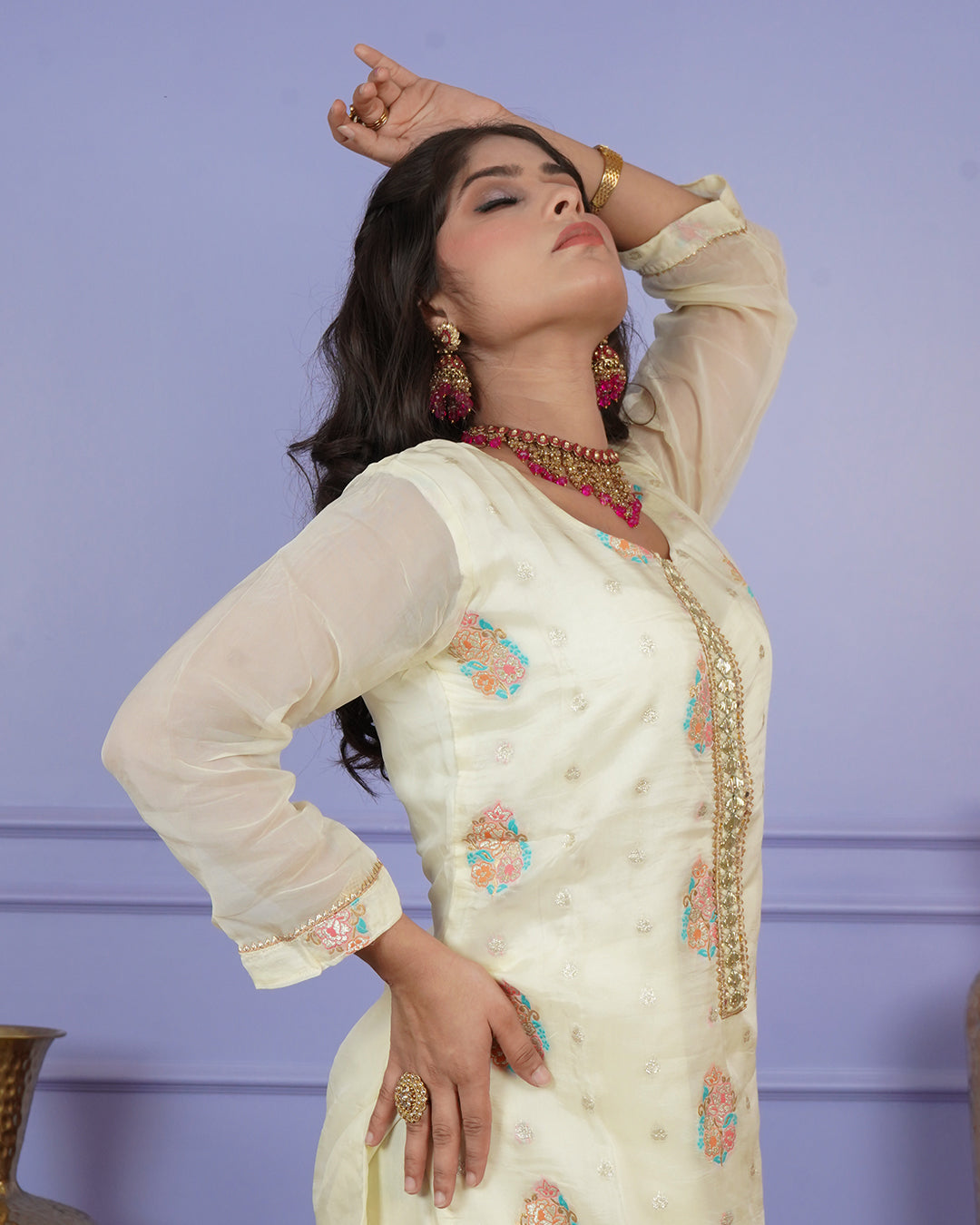 Banarasi Boota Straight Kurti Set