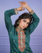 Straight-Cut Thread Work Kurti Set