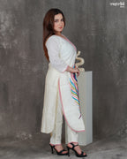 Elegant V-Neck Thread Work Kurti Set