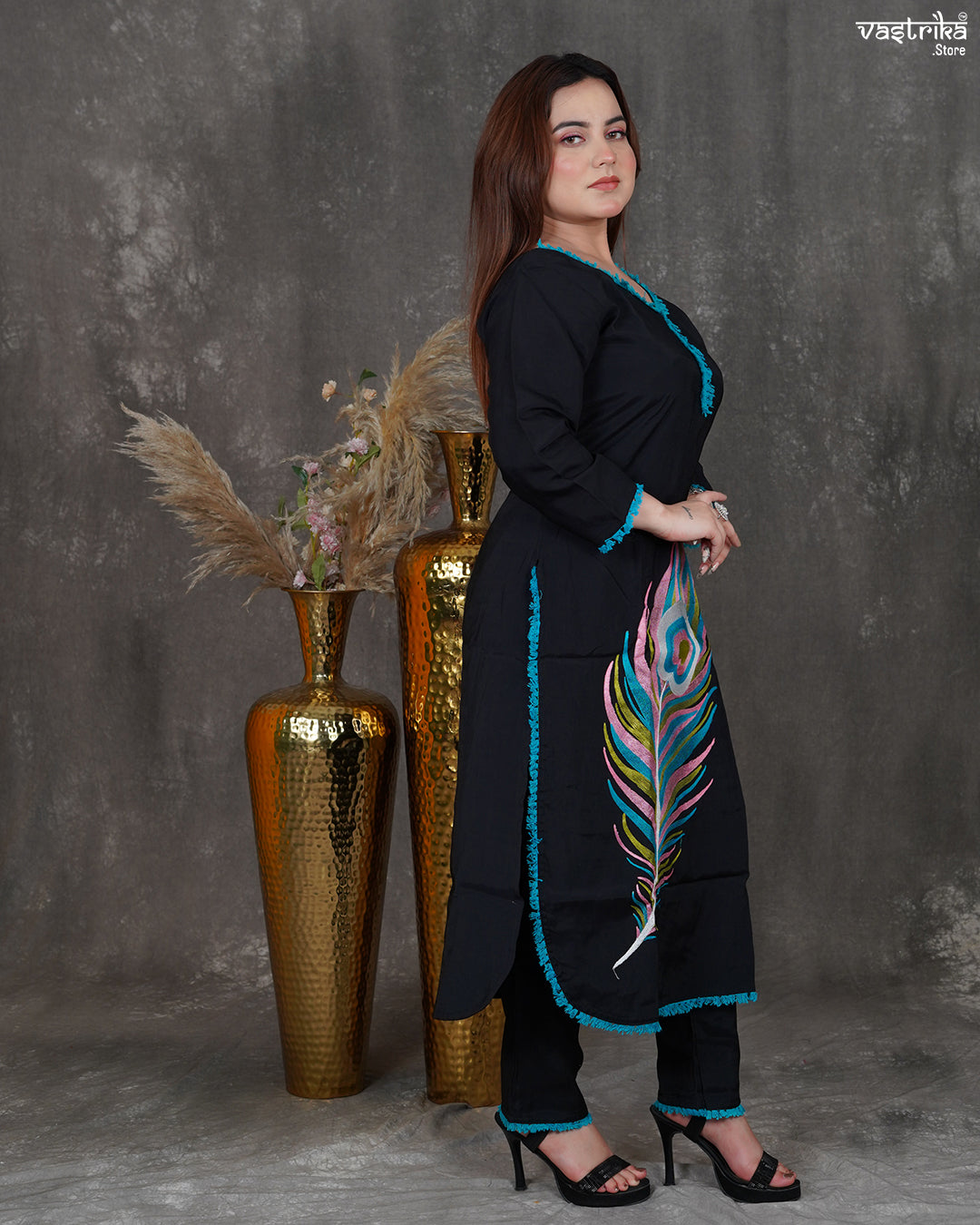 Roman Silk Kurti Set with Heavy Dupatta