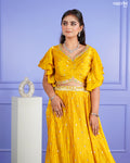 Mustard Chinon Crop Top Set