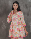 Printed V-Neck Kurti & Alia-Cut Sharara Set