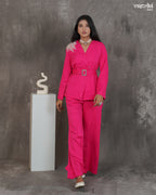 Crape Blazer-Style Cord Set with Belt