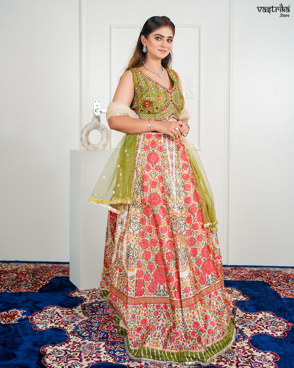 Fawn Silk & Khadi Silk Crop Top Set