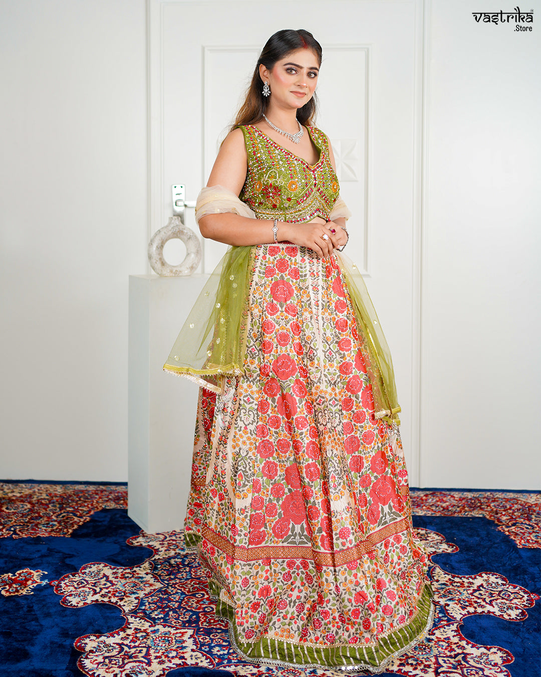 Fawn Silk & Khadi Silk Crop Top Set