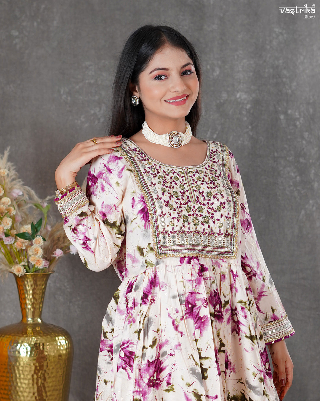 Purple Ryon Cotton Kurti Set