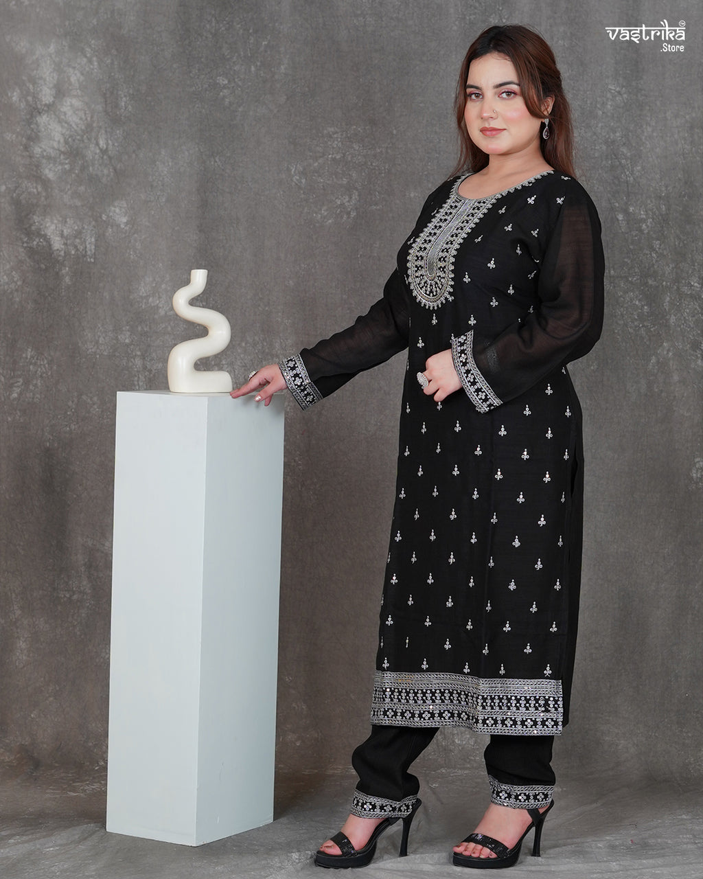 Round Neck Kurti Set