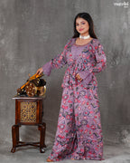 Purple Chinon Silk Layered Coord Set