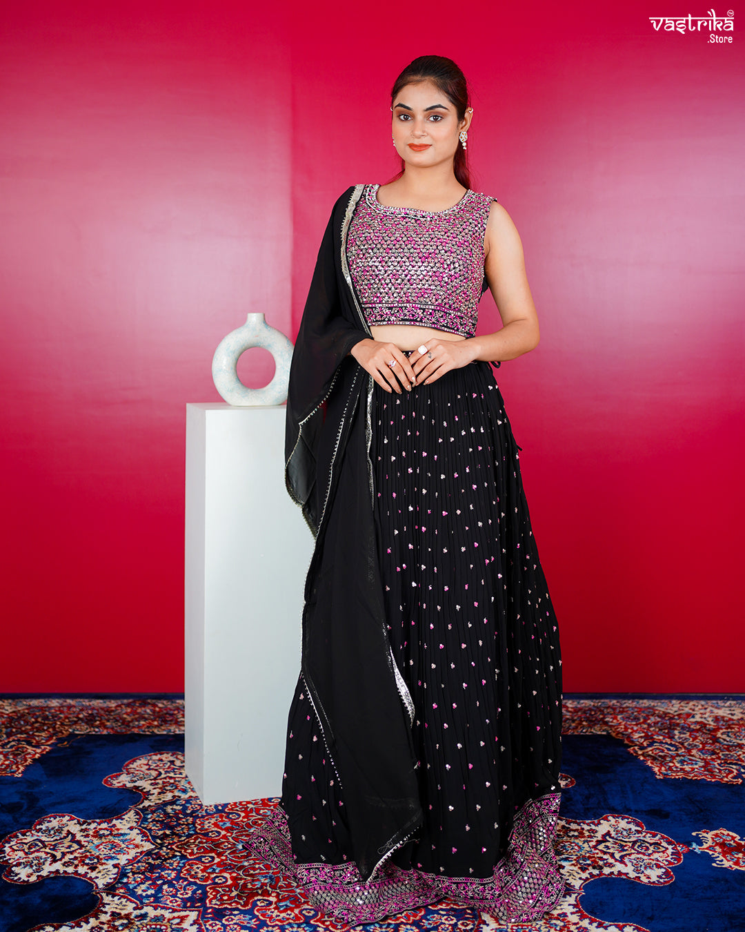 Black Georgette Co-ord Set