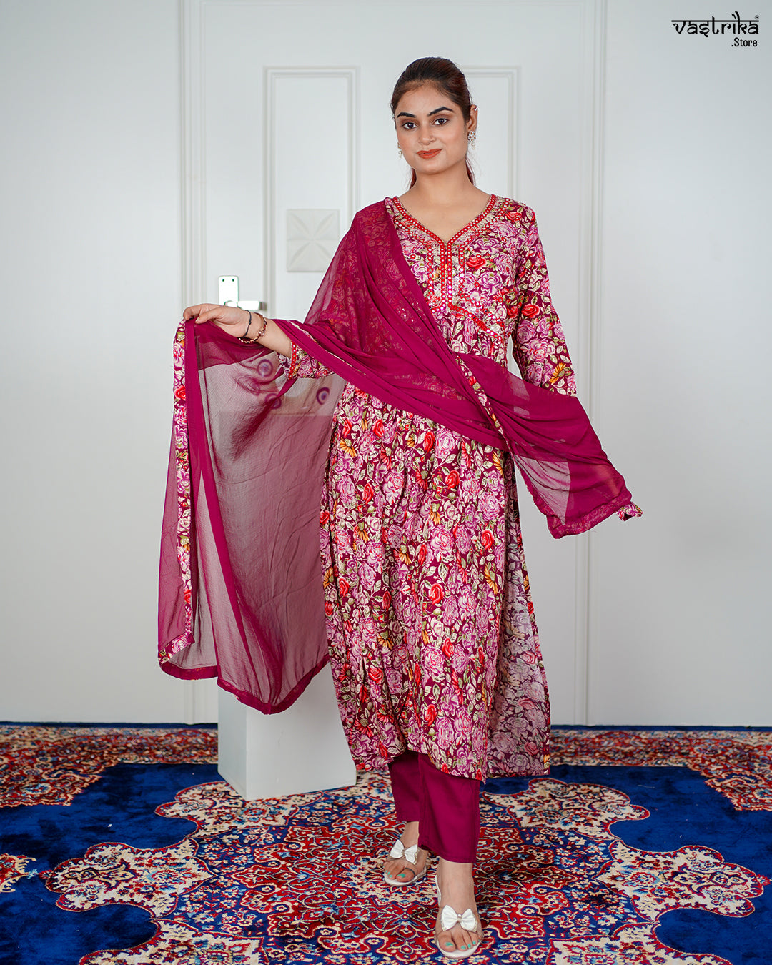 Wine Aalia Flare Frock Set