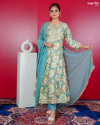 Firozi Maslin Frock Set