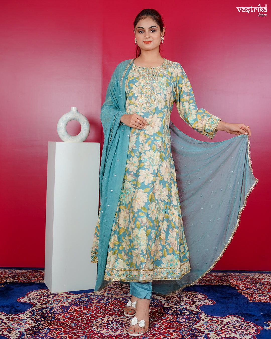 Firozi Maslin Frock Set