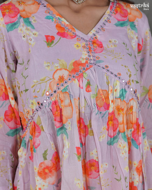 Alia-Cut Kurti & Printed Sharara Set