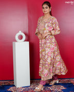 Purple Maslin Zari Frock Set