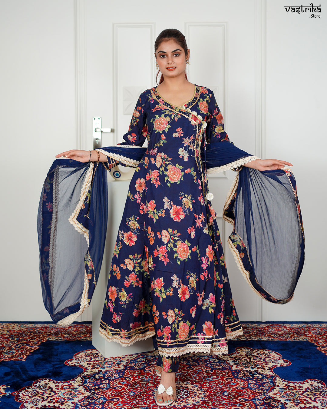 Navy Angrakha Frock Set