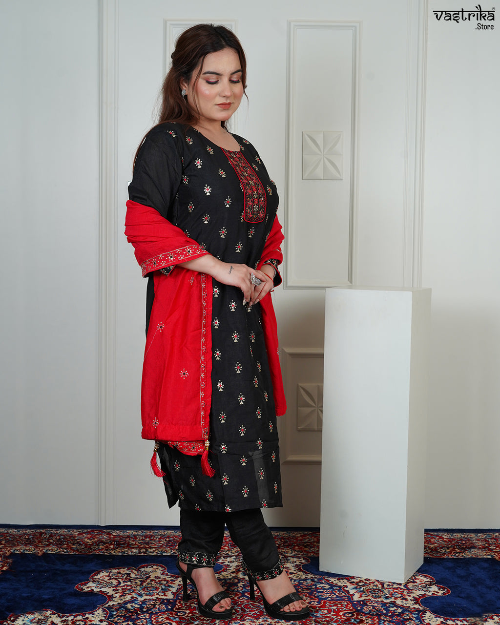 Silk Kurti Set with Jari & Sequin Work