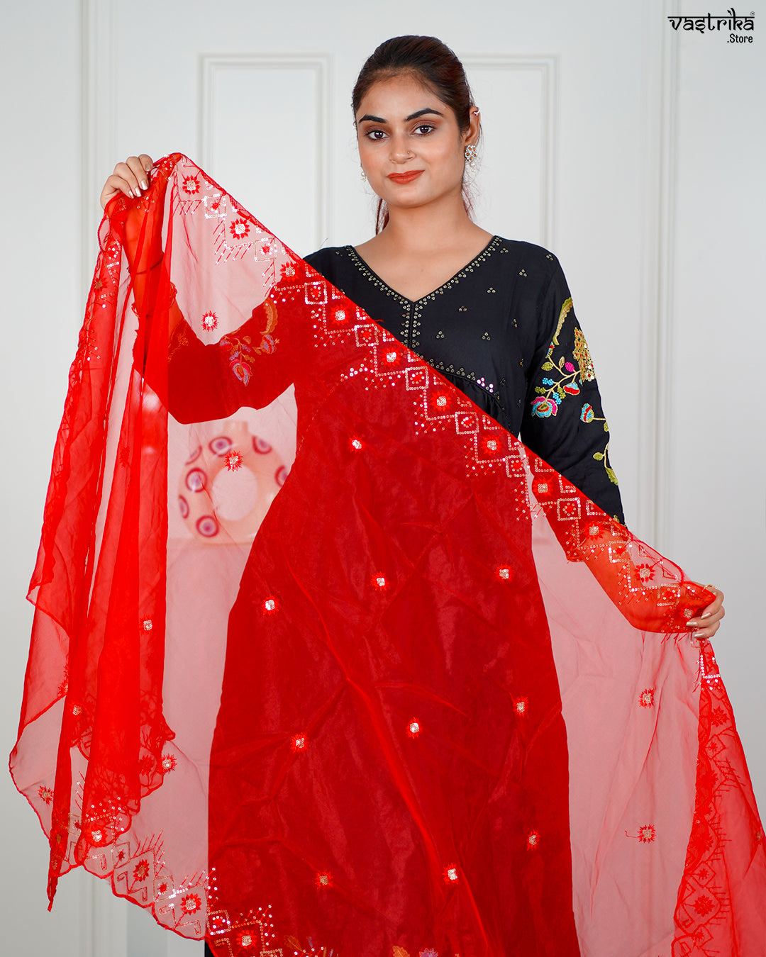 Black Aalia Resham Frock Set