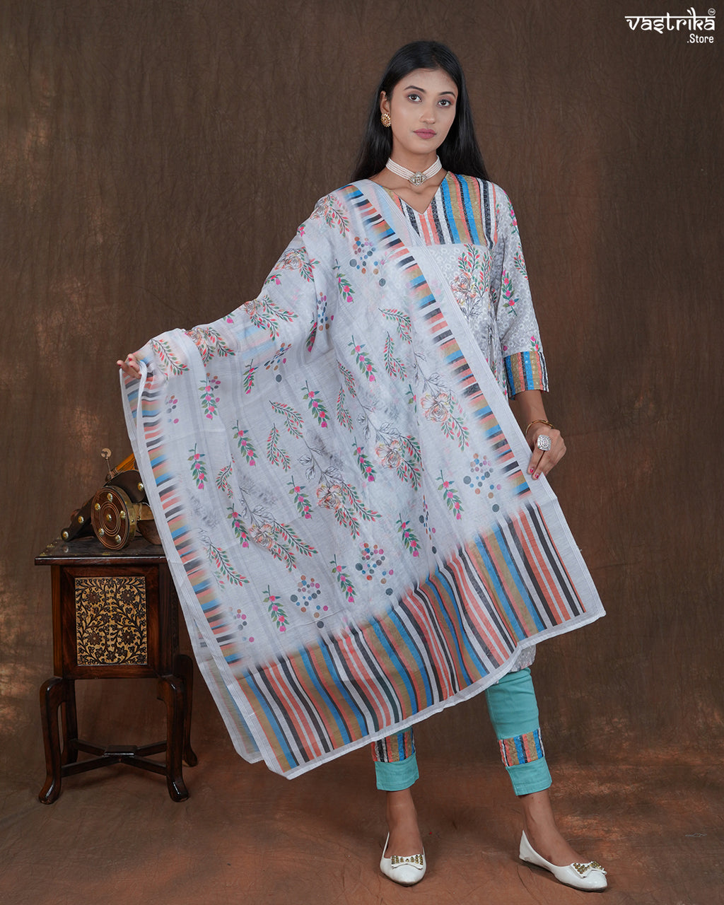 Cotton Frock Set with Chikan Work