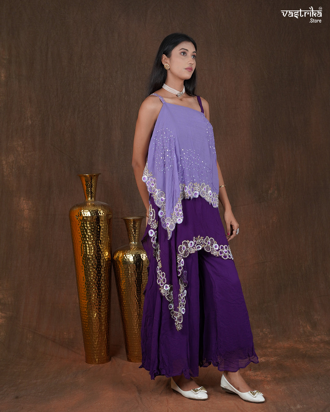 Georgette Poncho-Style Western Dress