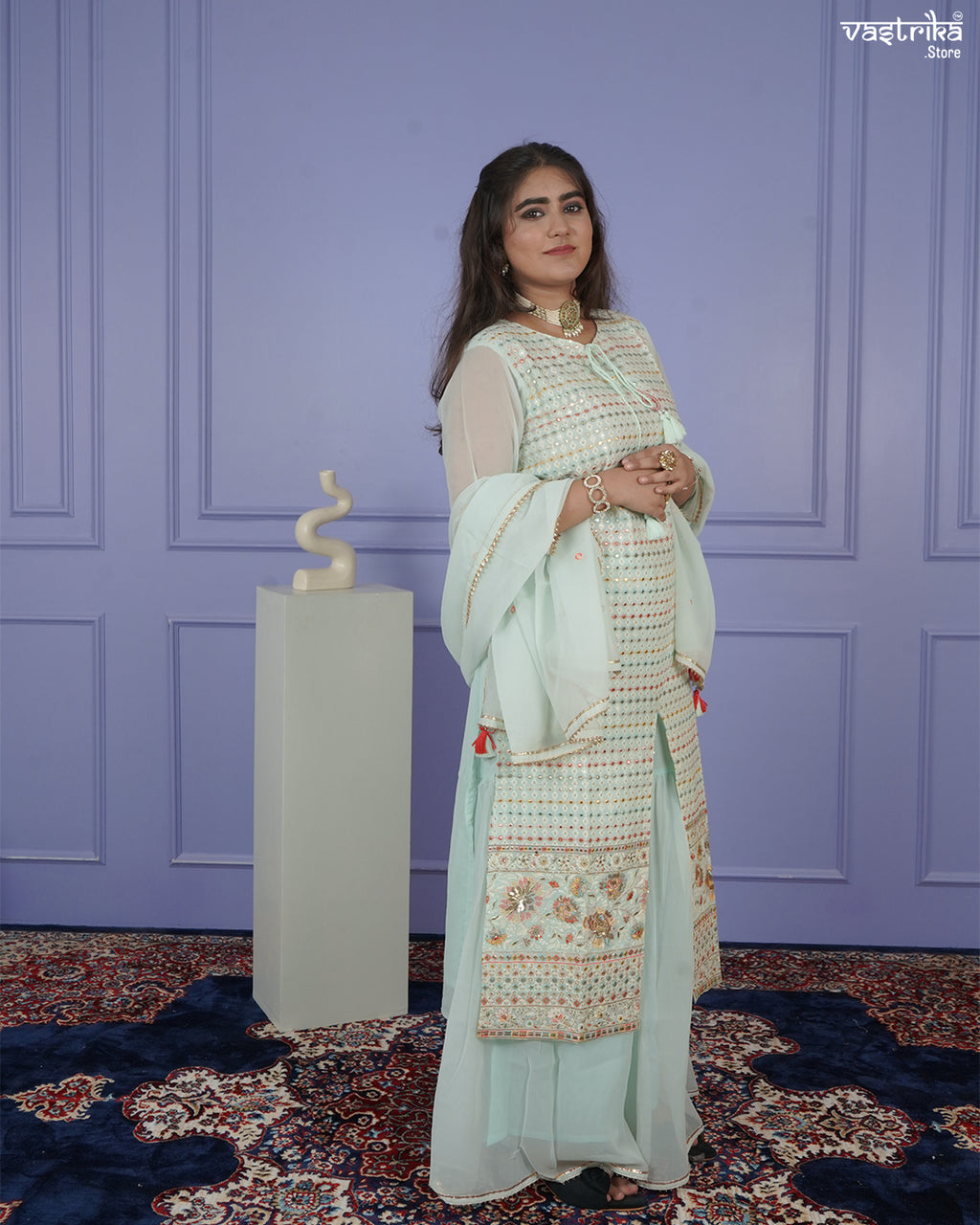 Elegant Resham Embroidered Sharara Set