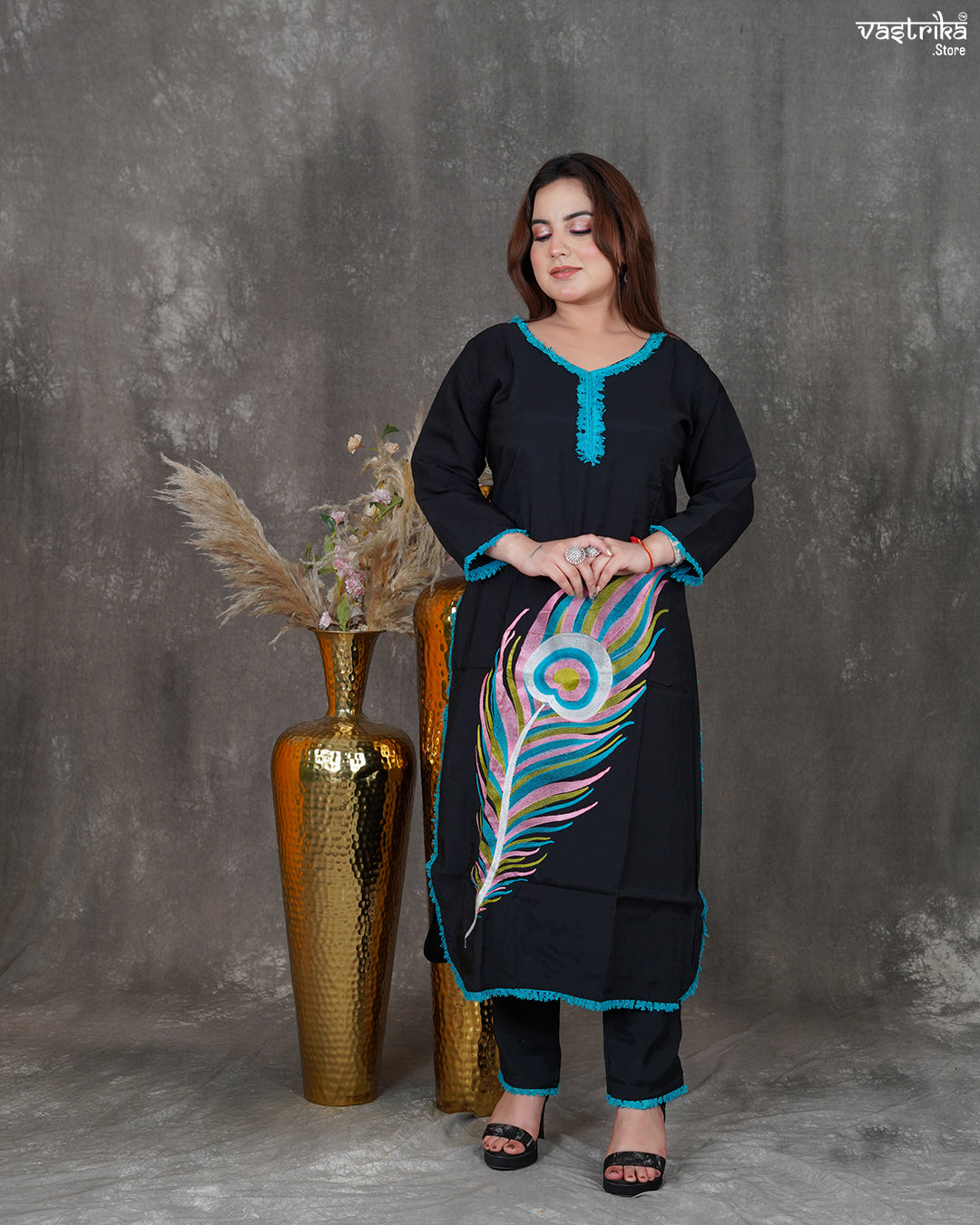 Roman Silk Kurti Set with Heavy Dupatta