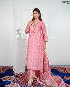 Gajri Chanderi Silk Kurti Set