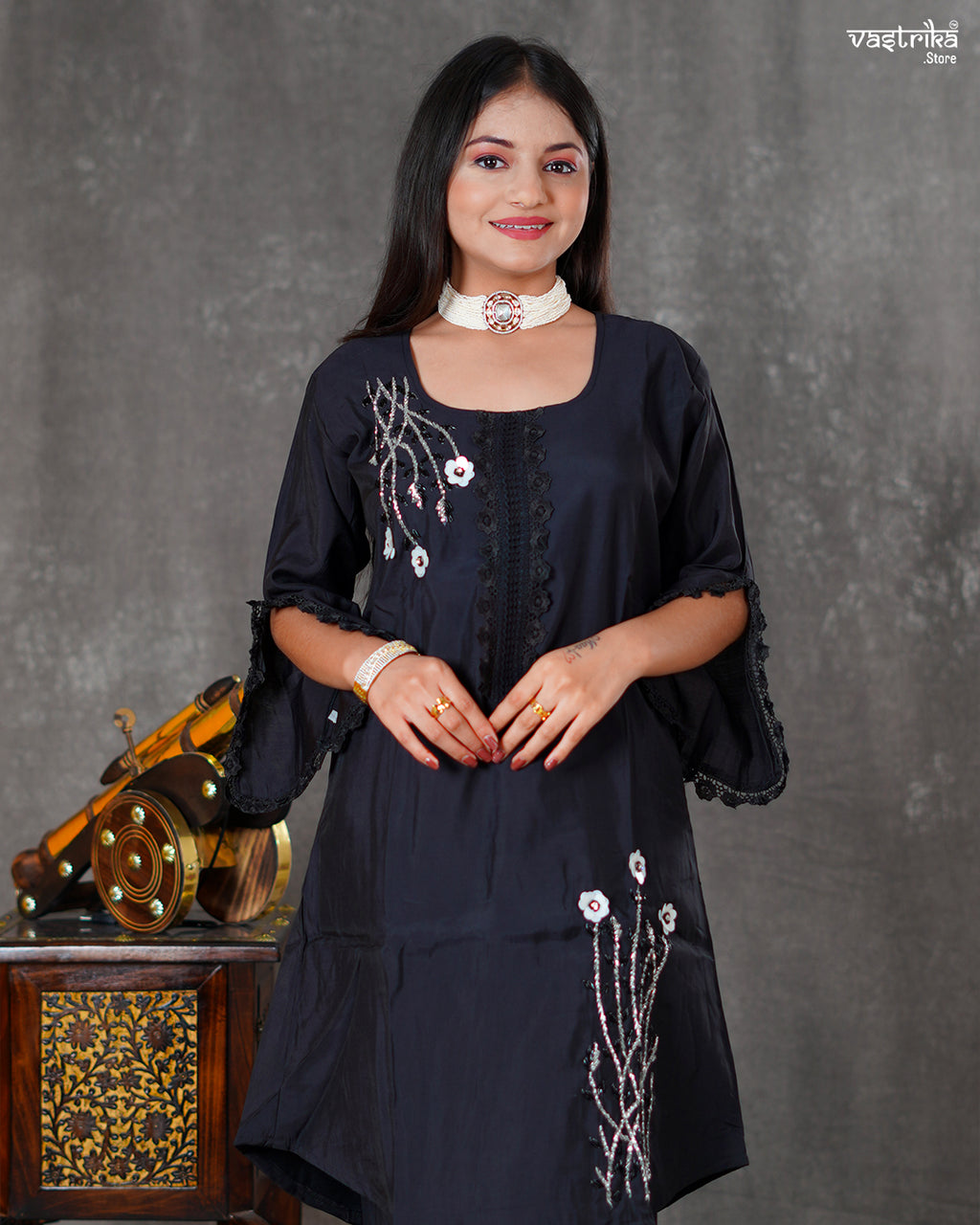 Black Roman Silk Coord Set