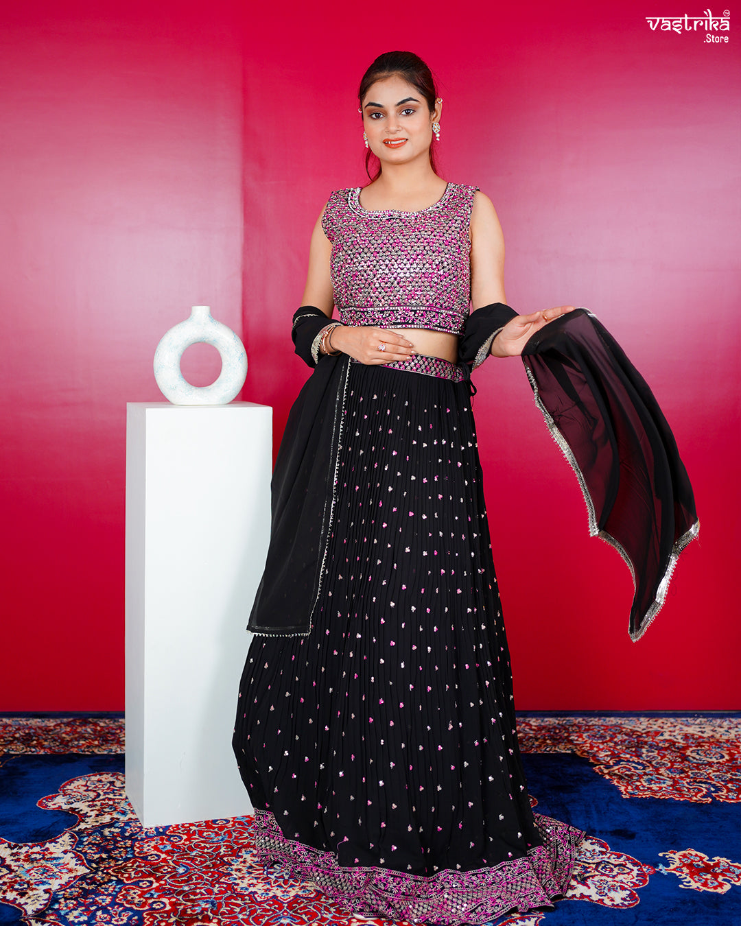 Black Georgette Co-ord Set