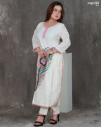 Elegant V-Neck Thread Work Kurti Set
