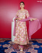 Purple Maslin Zari Frock Set