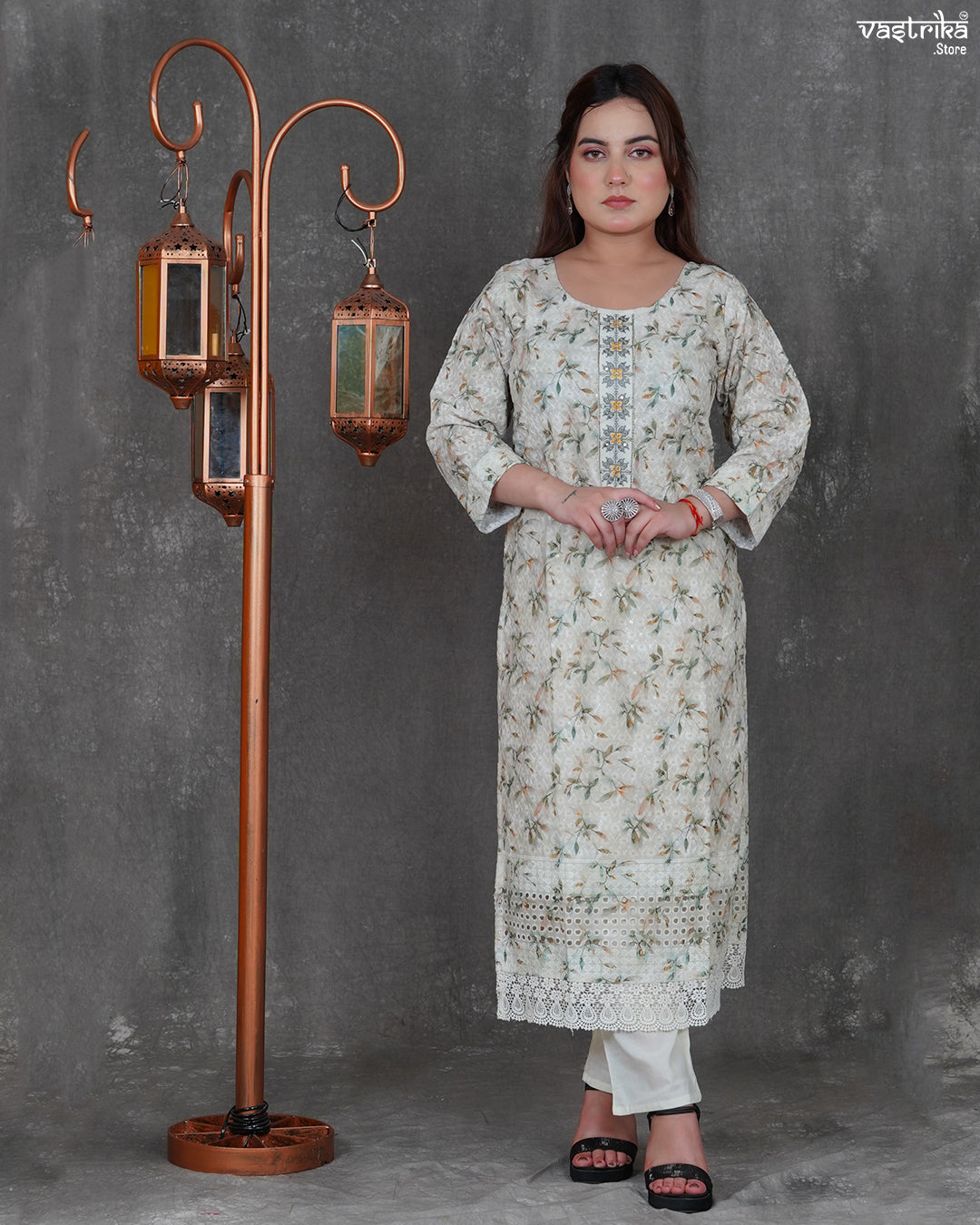 Cotton Kurti Set with Chikan Work