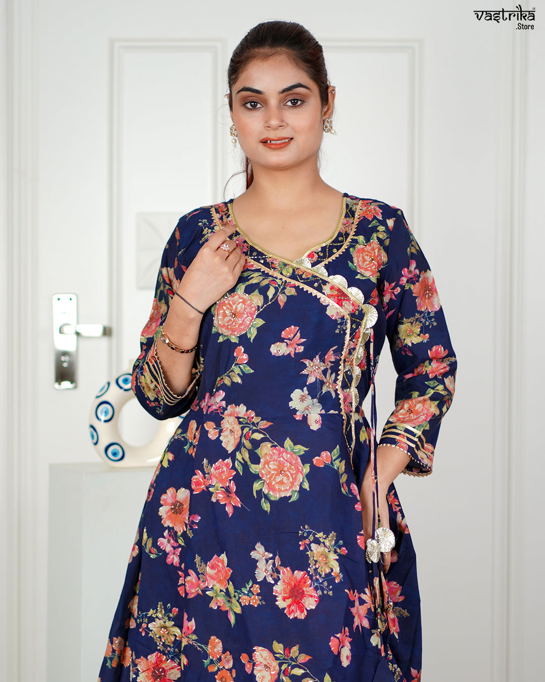 Navy Angrakha Frock Set